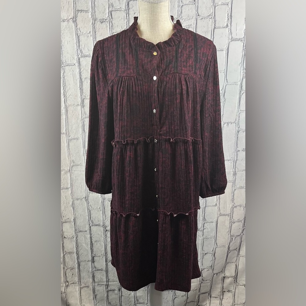 Andrienne Vittadini  Size:Xl Women Long Sleeve Mini Dress Multi Color